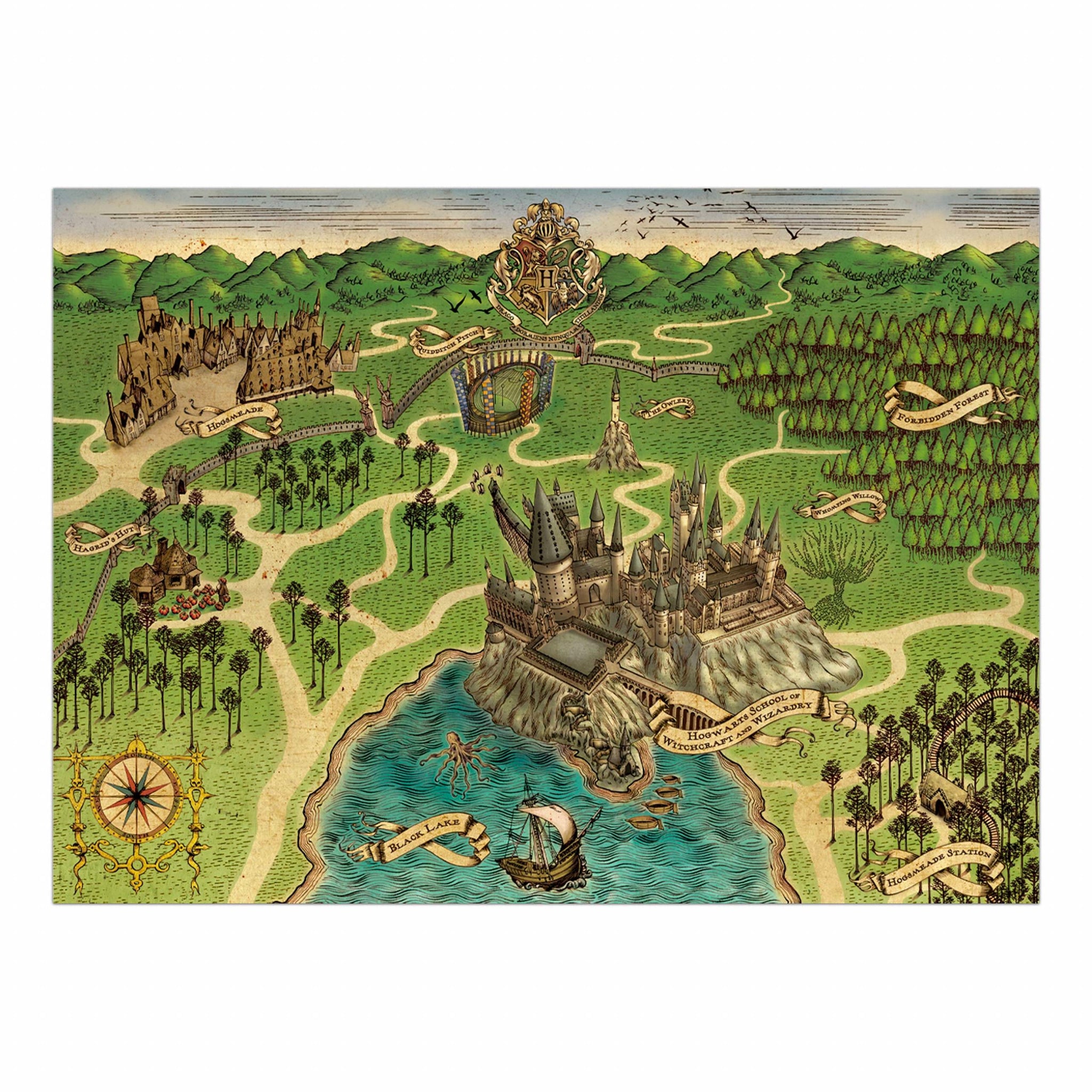 Map of Hogwarts School of Witchcraft & Wizardry Poster
