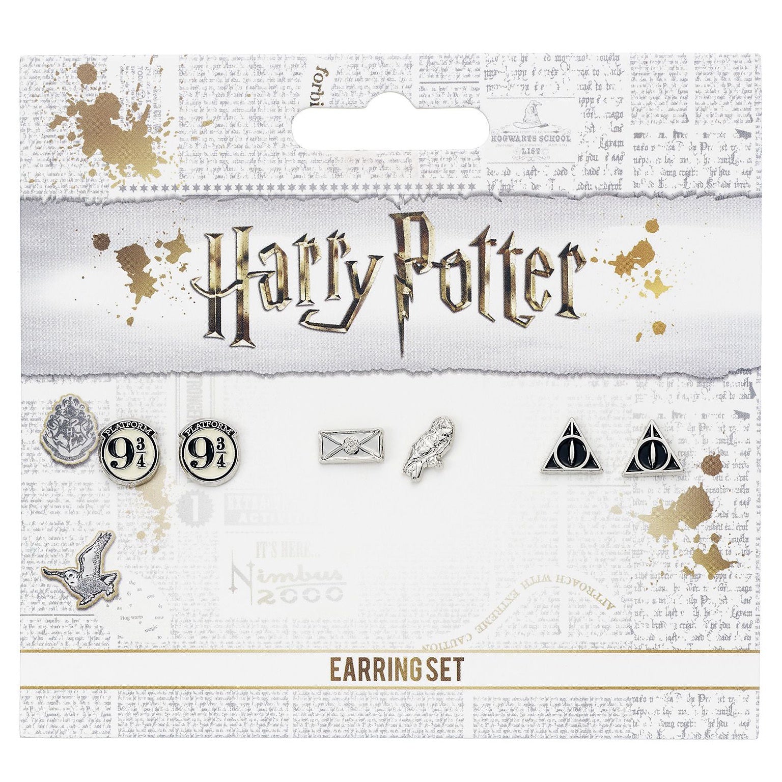 Harry Potter Earring Set - Platform 9 3/4, Deathly Hallows, Hedwig & Letter
