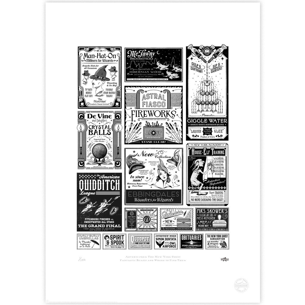Adverts from The New York Ghost Limited Edition Art Print
