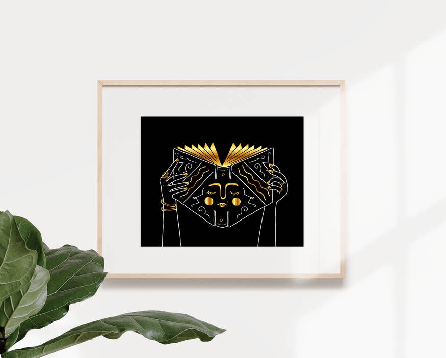 Book Face Gold Foil Print