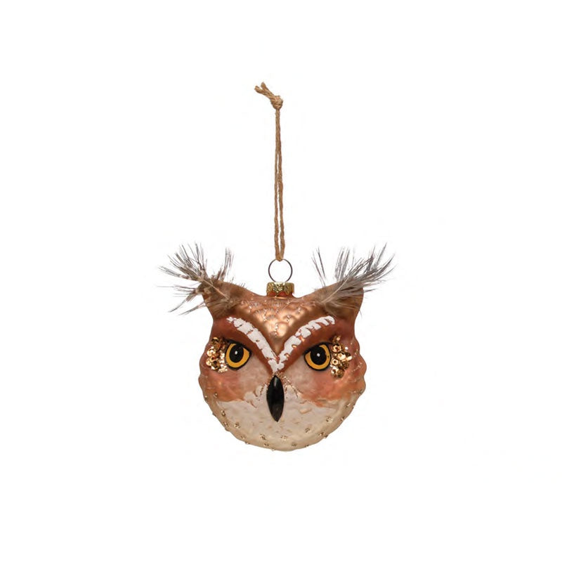 Brown Owl Glass Ornament