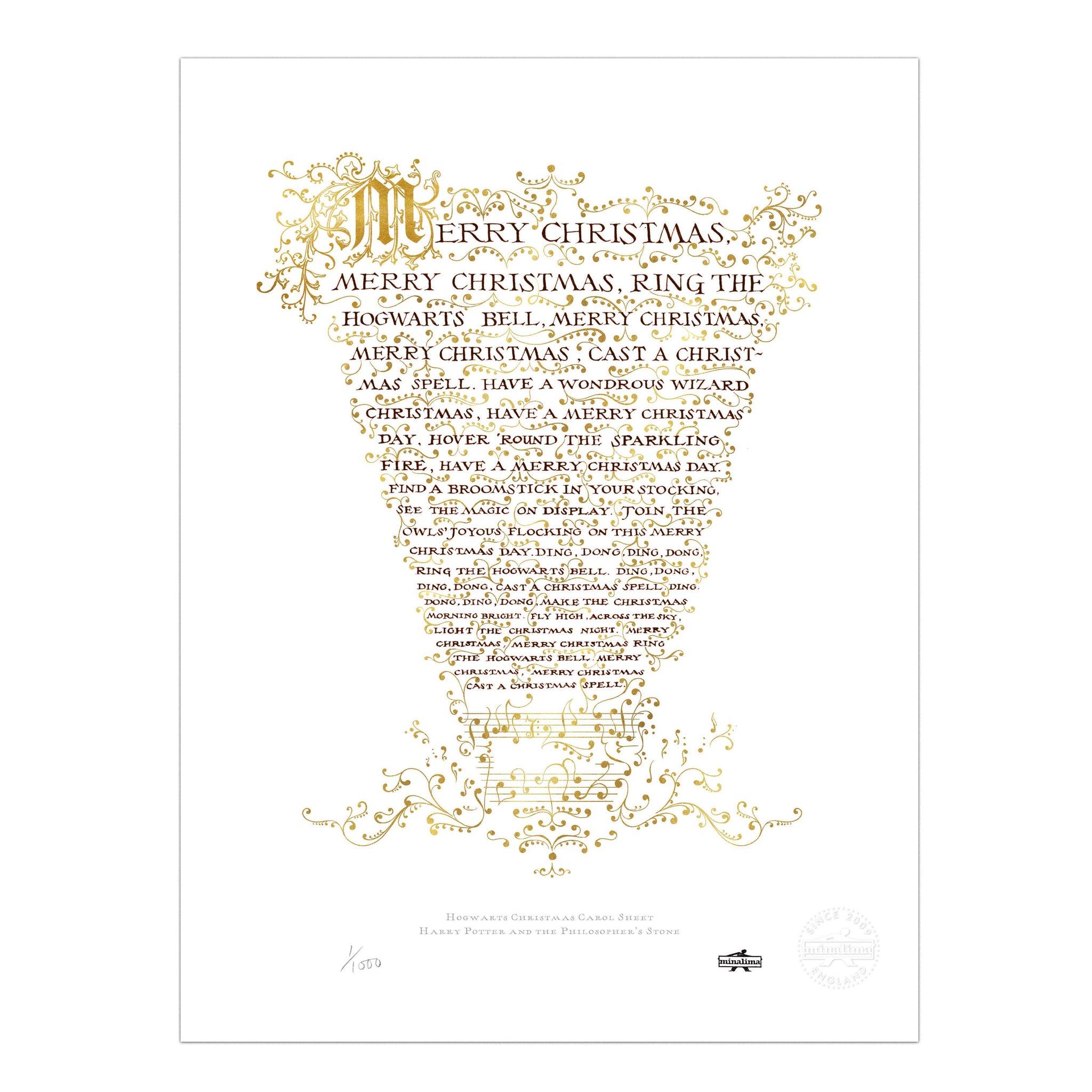 Hogwarts Christmas Carol Sheet Limited Edition Art Print