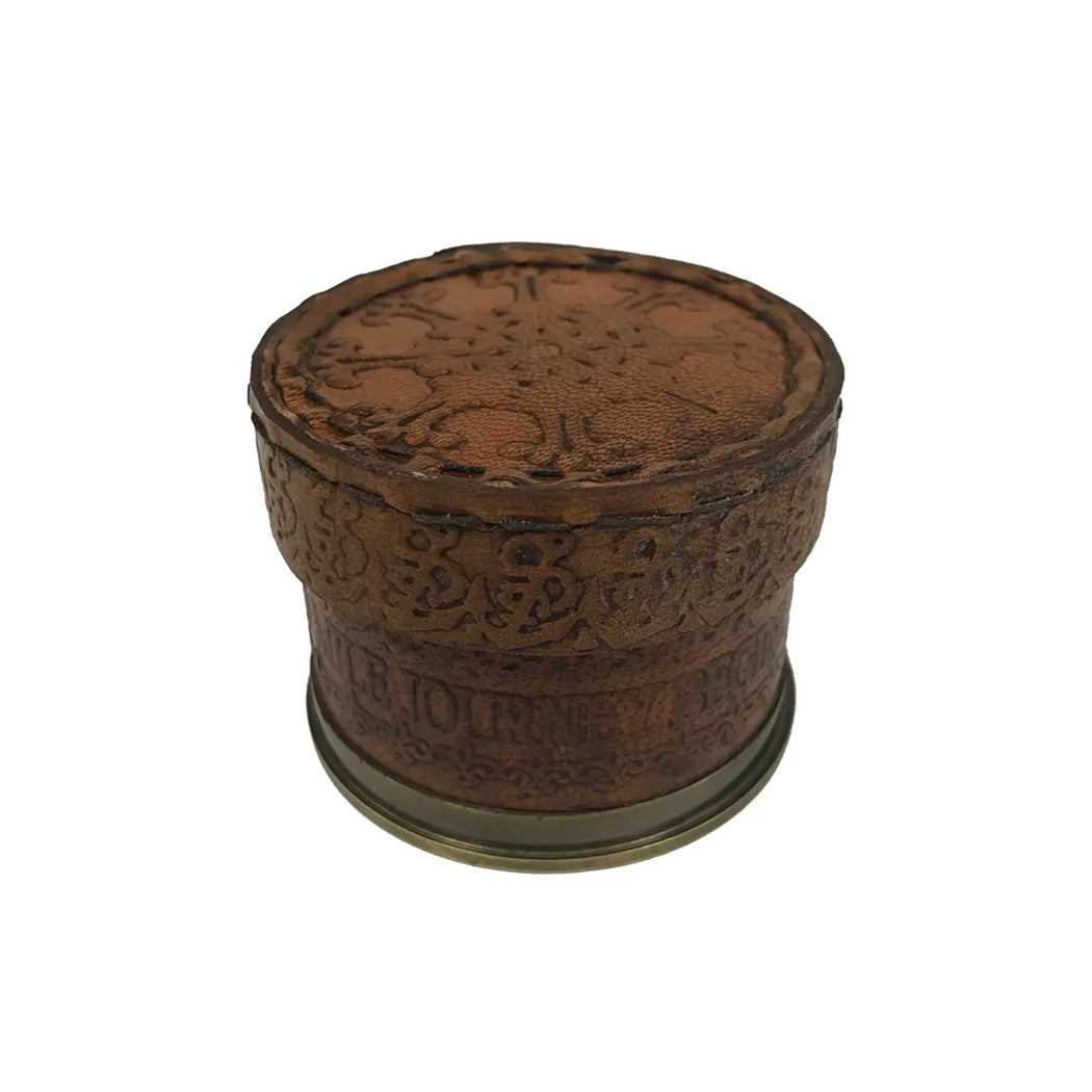 Brass Compass in Leather-Wrapped Case