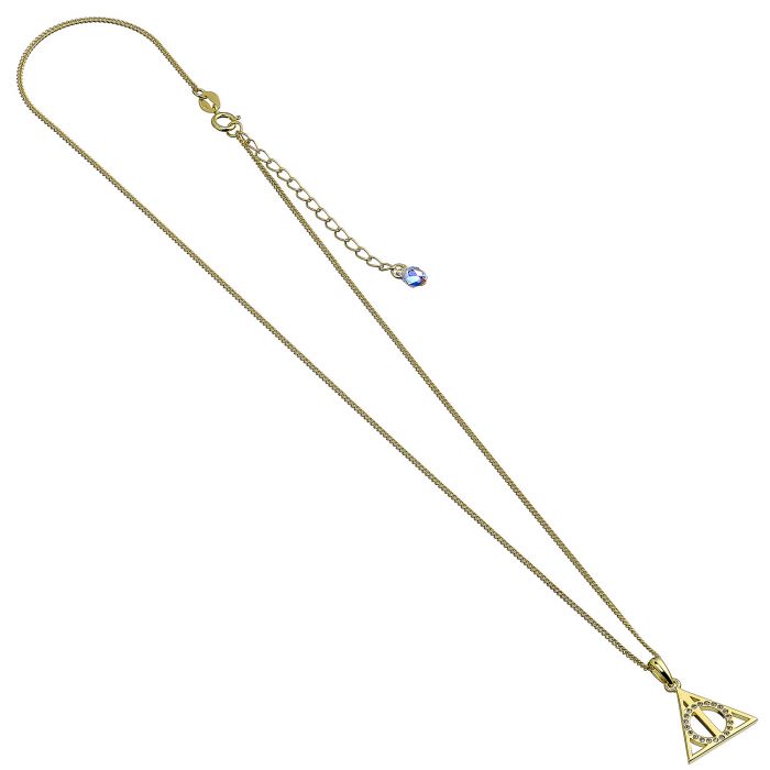 Gold Plated Deathly Hallows Necklace with Crystals