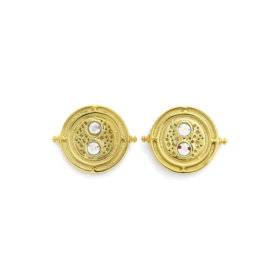 Gold Plated Time-Turner Stud Earrings