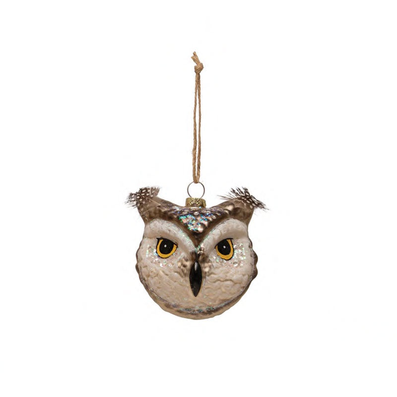 Grey Owl Glass Ornament