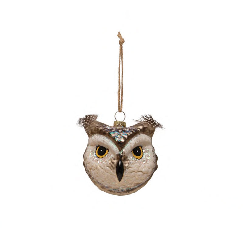 Grey Owl Glass Ornament