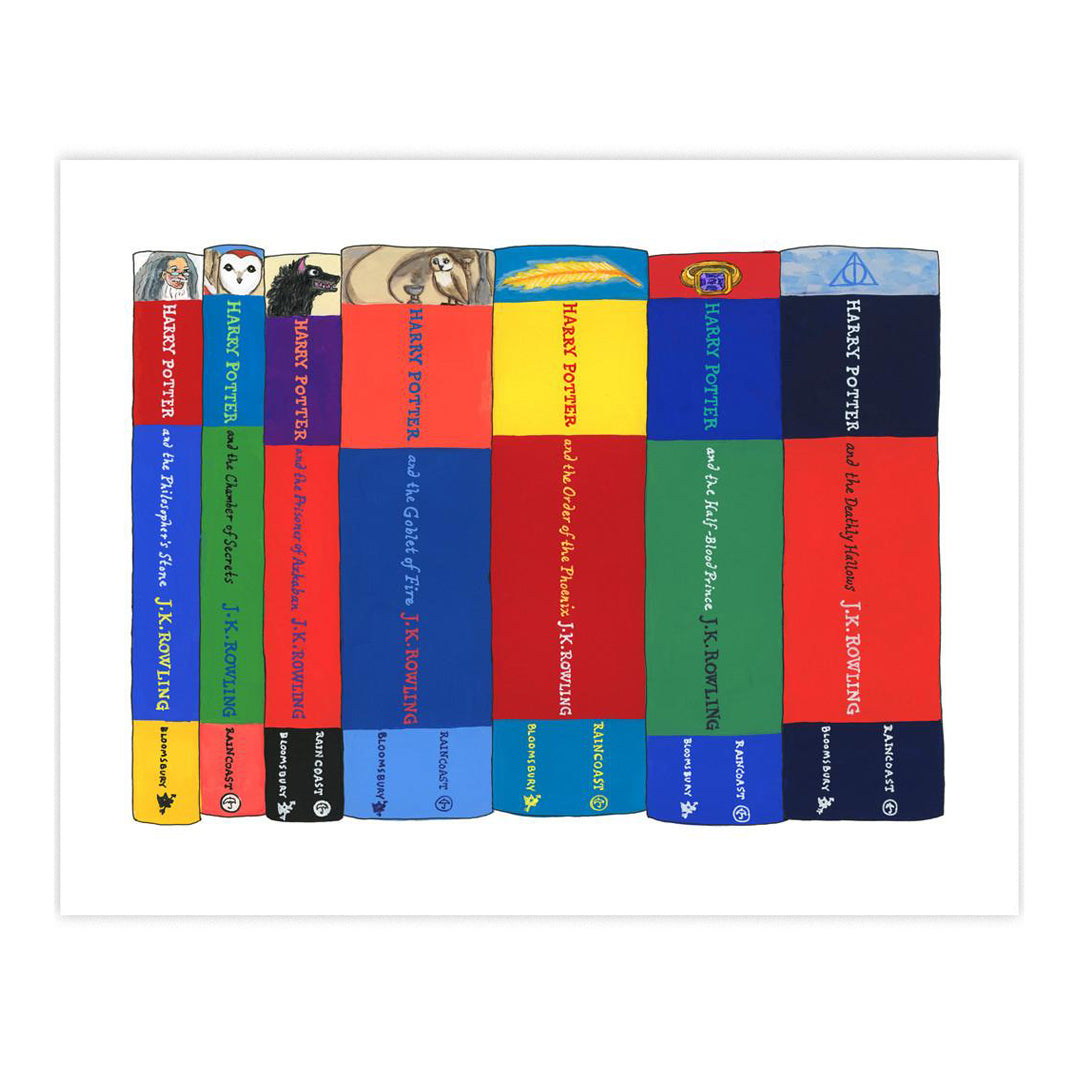 Ideal Bookshelf Art Print - Harry Potter UK Covers