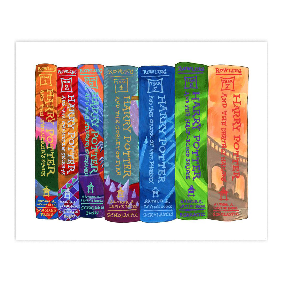 Ideal Bookshelf Art Print - Harry Potter USA Covers