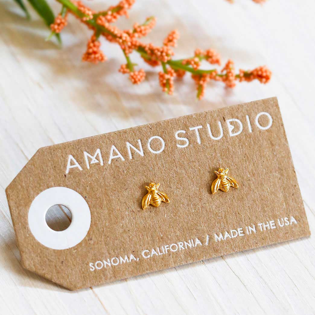 Honey Bee Studs - Gold