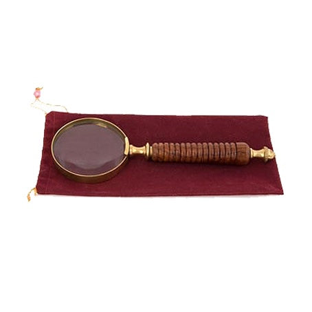 Brass & Wood Magnifier with Pouch