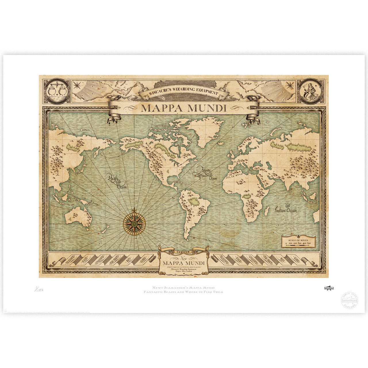 Newt Scamander's Mappa Mundi Limited Edition Art Print