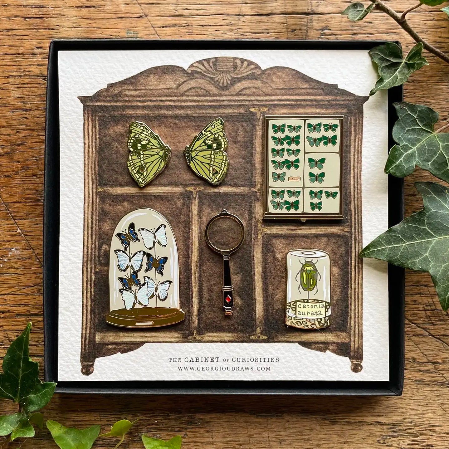 Cabinet of Curiosities Entomology Luxury Enamel Pin Box Set