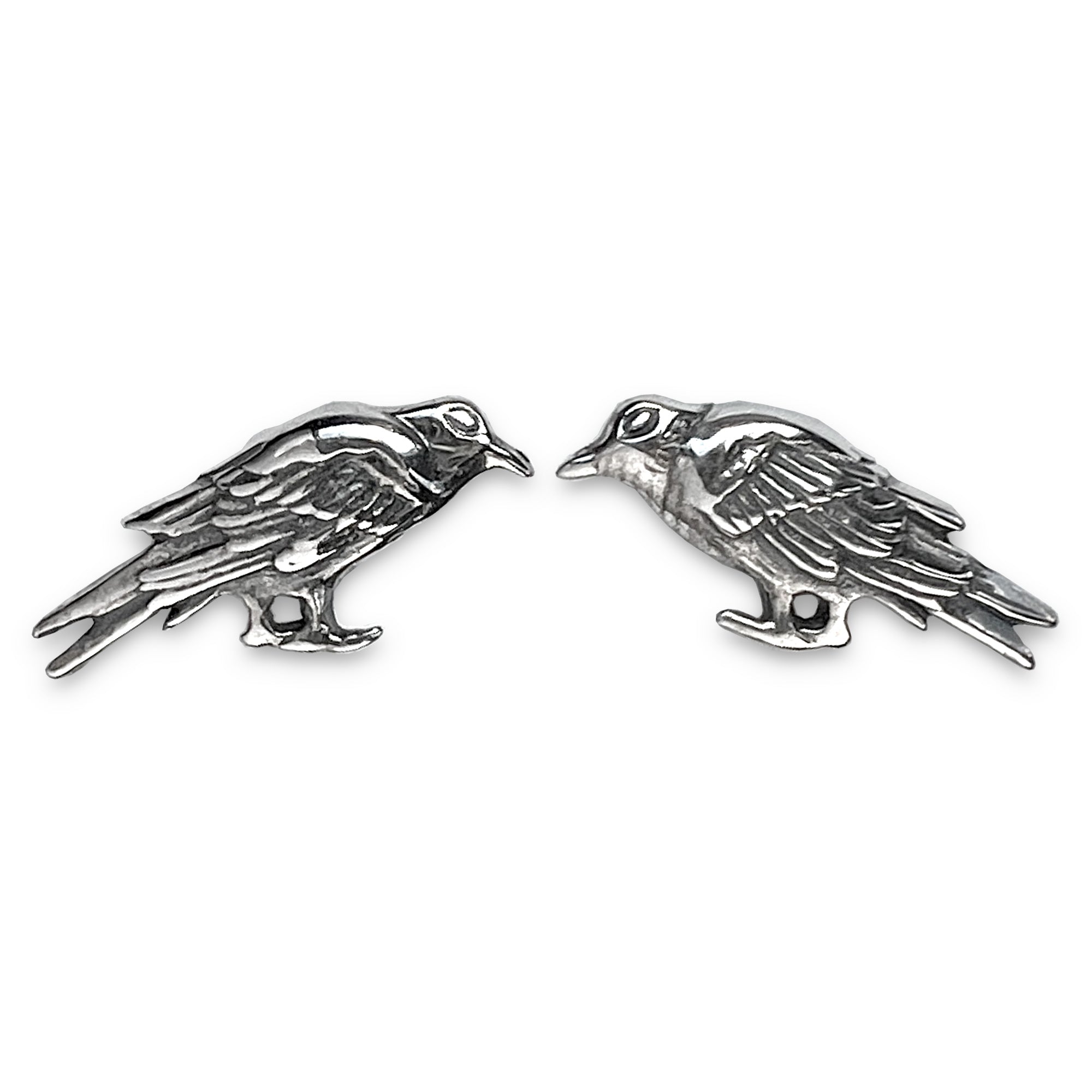 Sterling Silver Raven Post Earrings