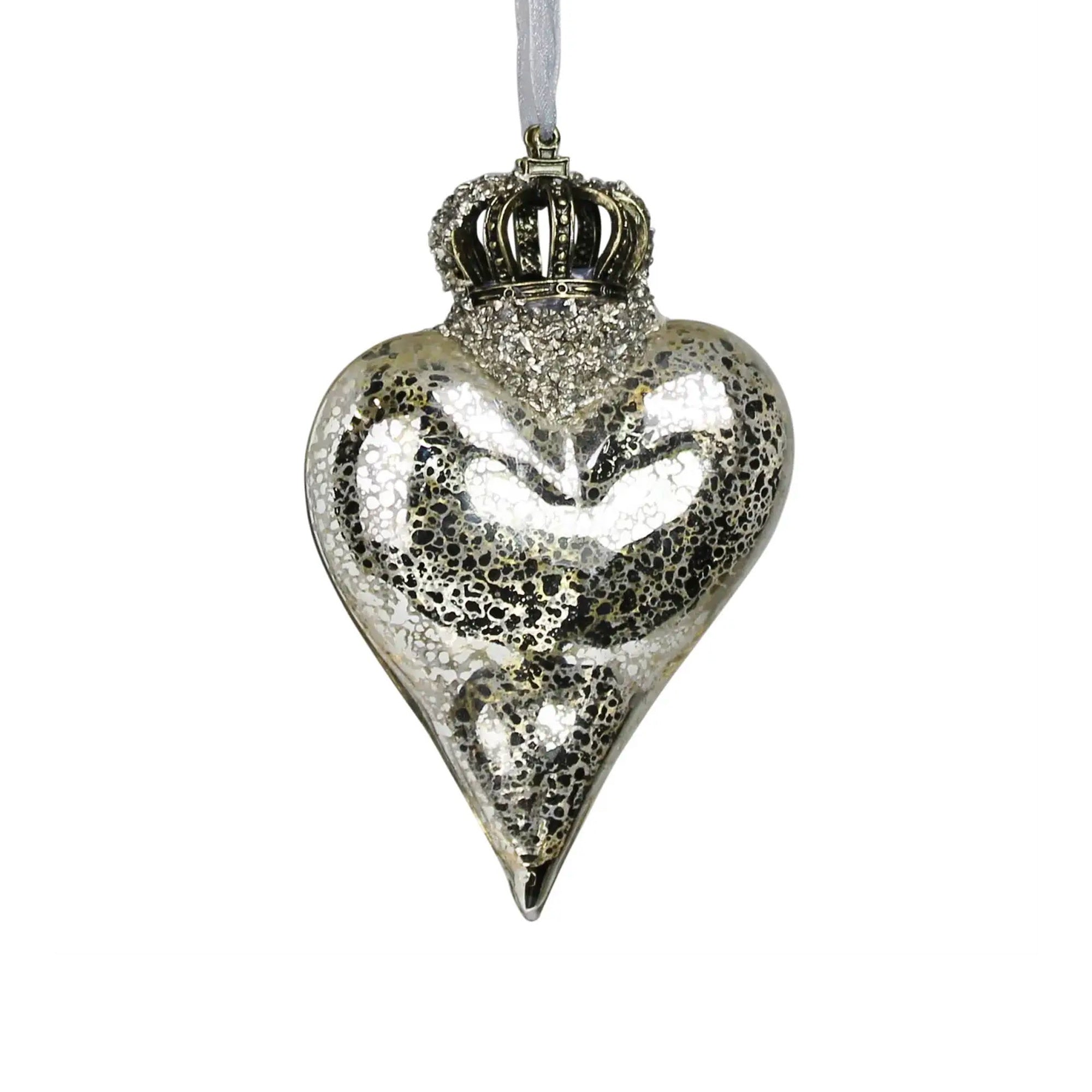 Silver Crowned Heart Ornament
