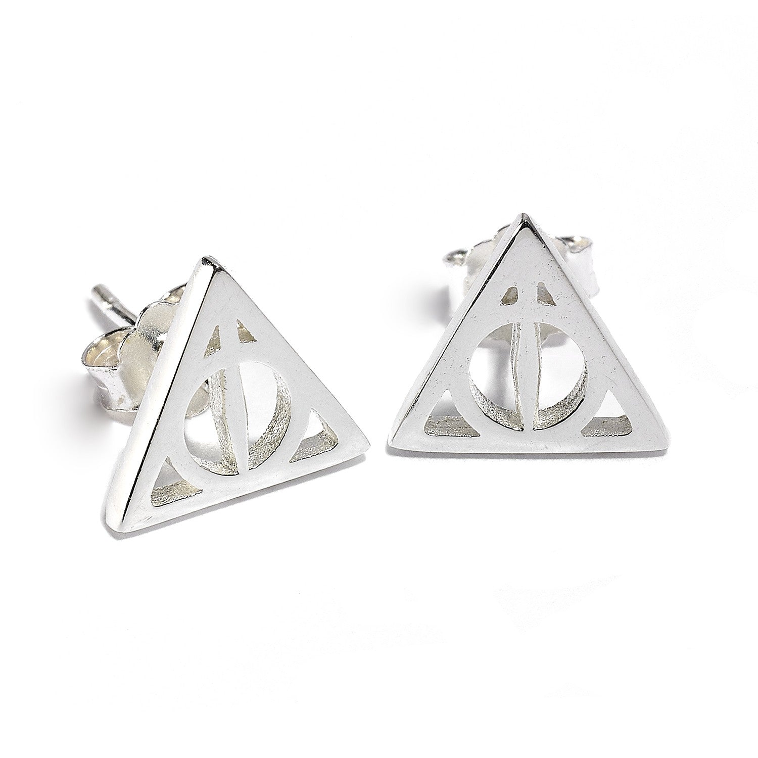 Sterling Silver Deathly Hallows Stud Earrings