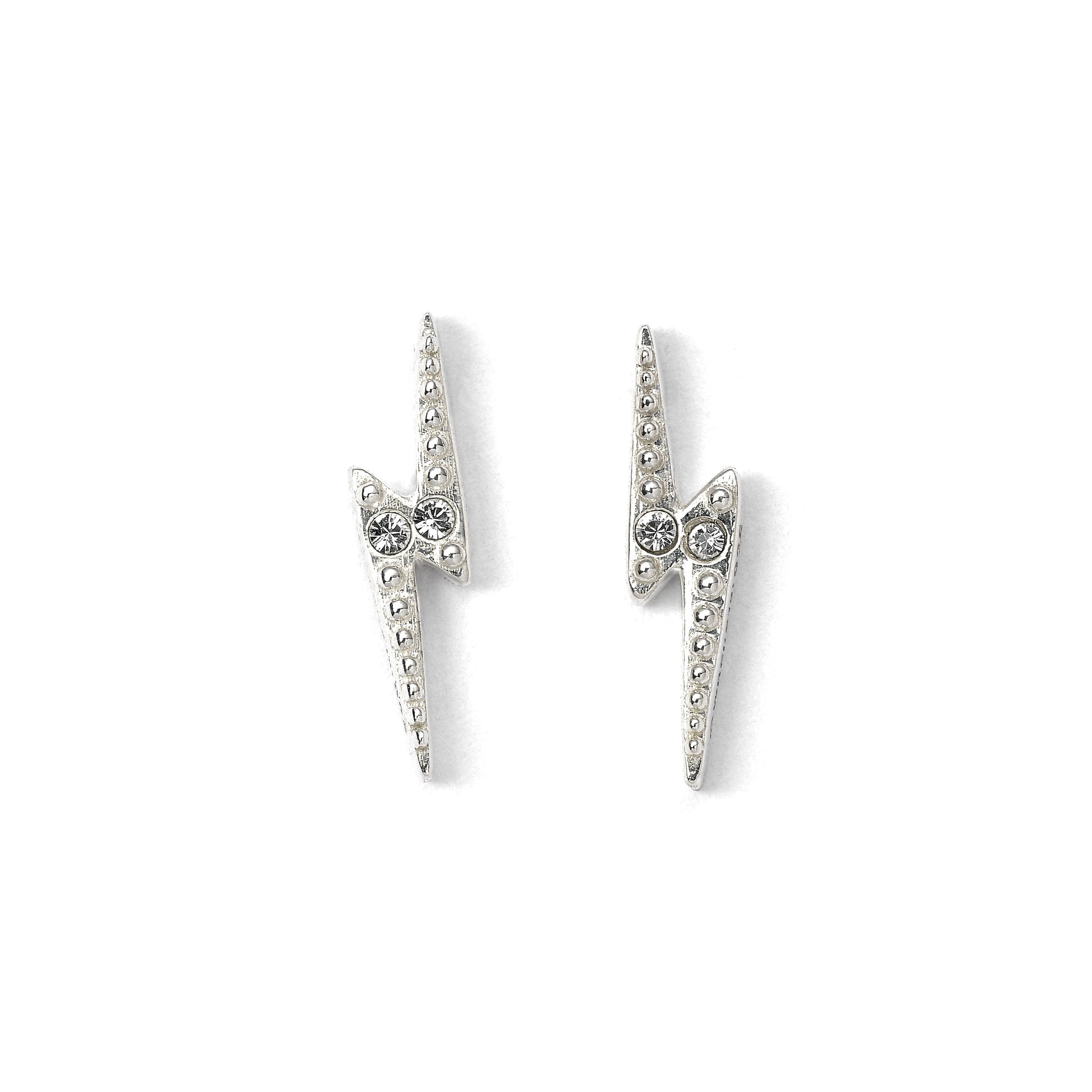 Crystal Lightning Bolt Stud Earrings