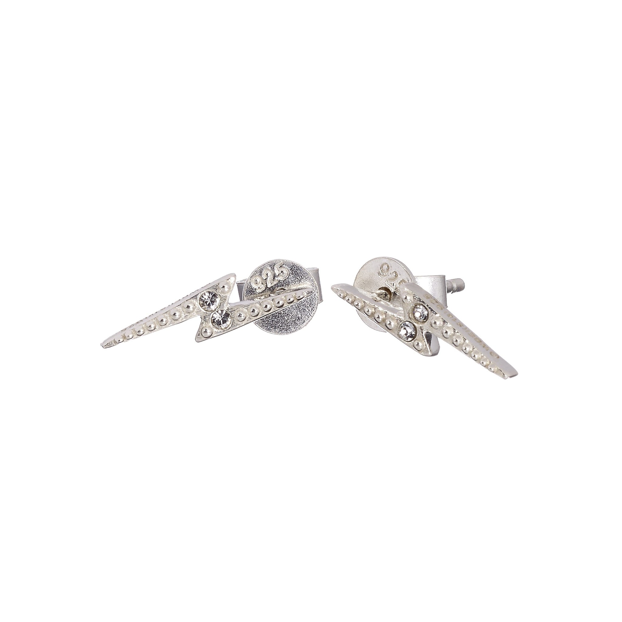 Crystal Lightning Bolt Stud Earrings