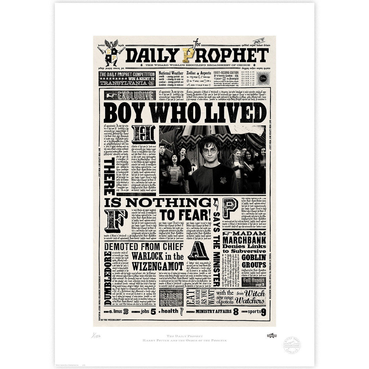 The Daily Prophet - Boy Who Lived Limited Edition Art Print