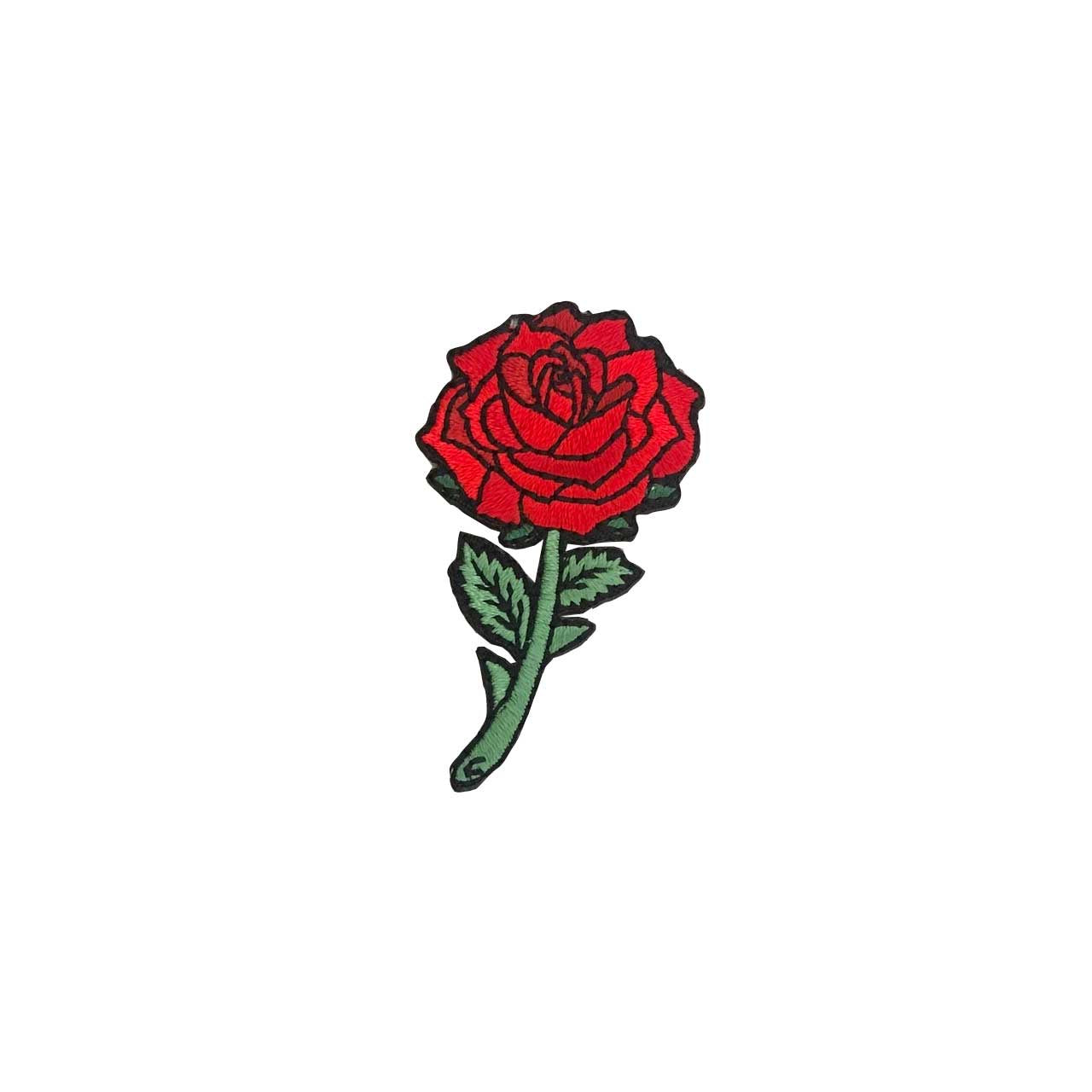 Single Red Rose Iron-On Patch