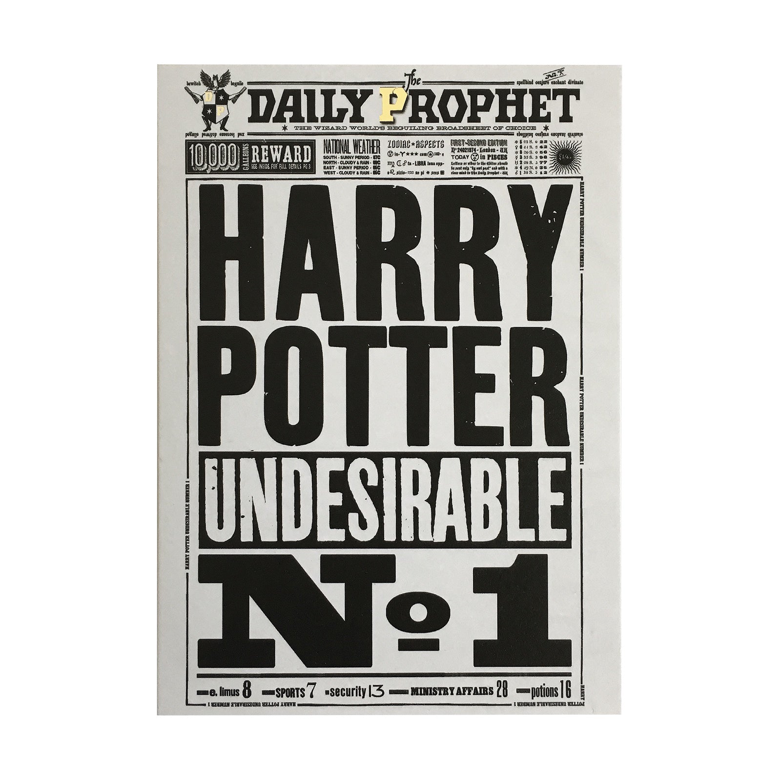 The Daily Prophet - Undesirable No. 1 Notecard